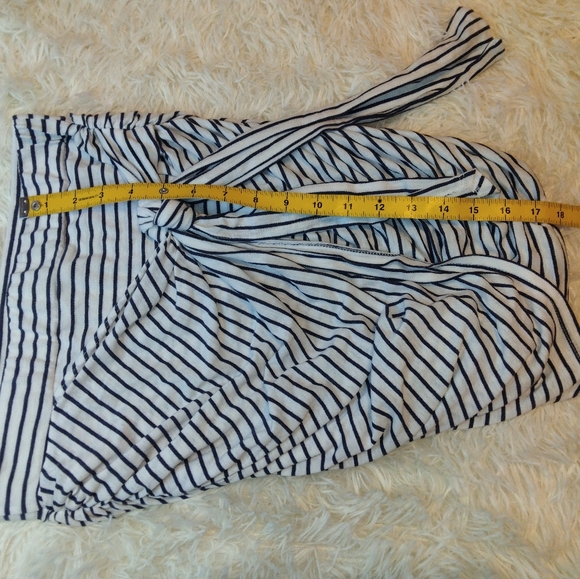 New Sundry Linen Blend Ruched Side Tie Blue & White Body-con Skirt Size XS - Picture 9 of 9